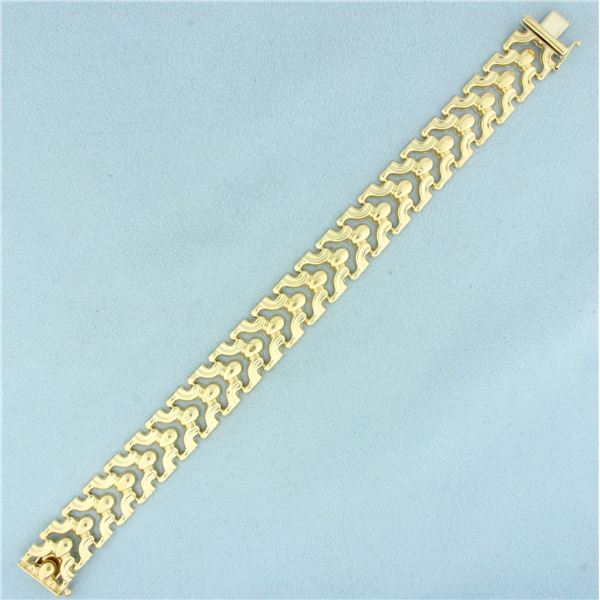 Italian Designer Fancy Link Bracelet in 14k Yellow Gold