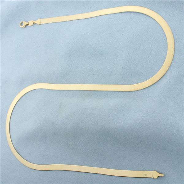 20 Inch Italian Liquid Gold Herringbone Chain Necklace in 14k Yellow Gold