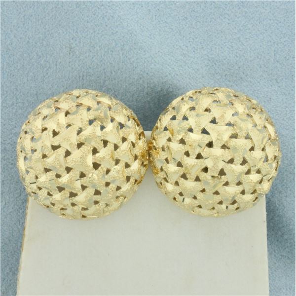 Diamond Cut Dome Button Earrings in 14k Yellow Gold