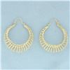 Image 1 : Diamond Cut Cage Hoop Earrings in 10k Yellow Gold