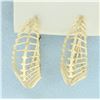 Image 2 : Diamond Cut Cage Hoop Earrings in 10k Yellow Gold