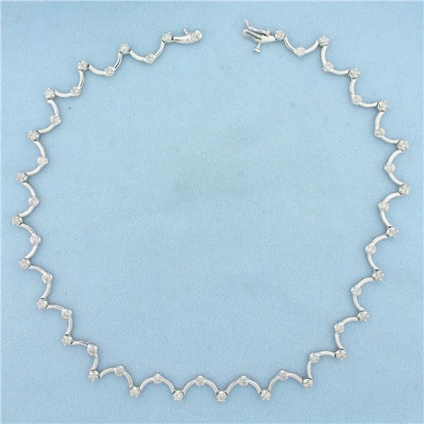 Designer Diamond Choker Necklace in 14k White Gold