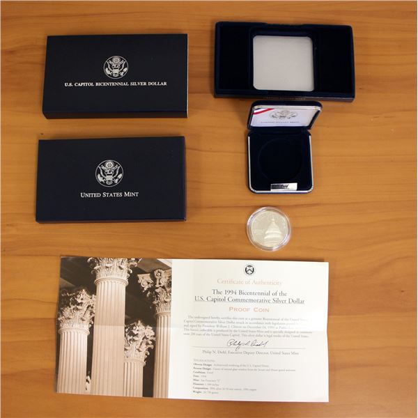 US Mint US Capitol Bicentennial Proof Silver Dollar Coin OGP