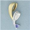 Image 1 : Tanzanite and Diamond Pendant in 10k Yellow and White Gold