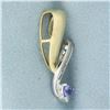 Image 2 : Tanzanite and Diamond Pendant in 10k Yellow and White Gold