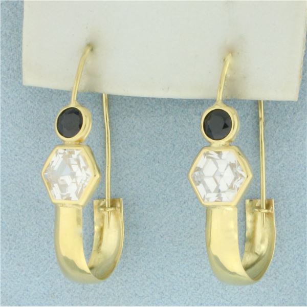 Italian Sapphire Drop Earrings in 18k Yellow Gold