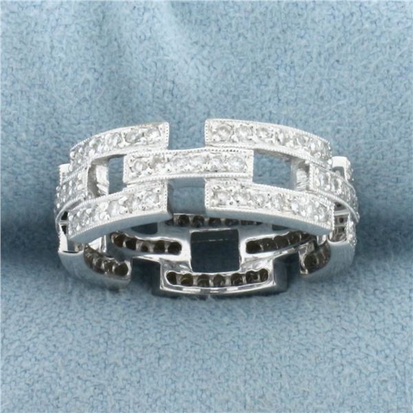 Pave Diamond Designer Ring in 18k White Gold