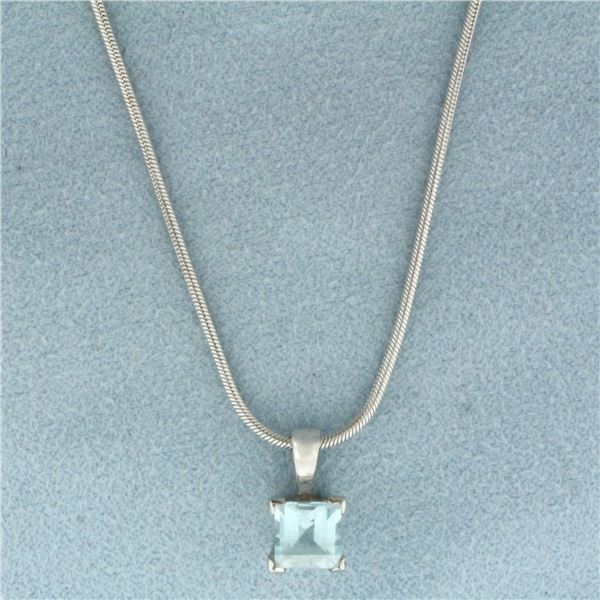 Sky Blue Topaz Necklace in 18k White Gold