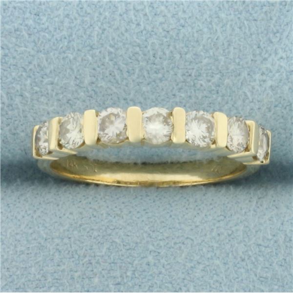 Bar Set Diamond Wedding or Anniversary Band Ring in 14k Yellow Gold