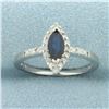 Image 1 : Sapphire and Diamond Halo Ring in 14k White Gold