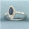 Image 2 : Sapphire and Diamond Halo Ring in 14k White Gold