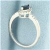Image 3 : Sapphire and Diamond Halo Ring in 14k White Gold