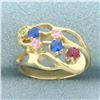 Image 1 : Rainbow Topaz Ring in 14k Yellow Gold