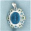 Image 3 : Swiss Blue Topaz and Peridot Statement Pendant in 14k White Gold