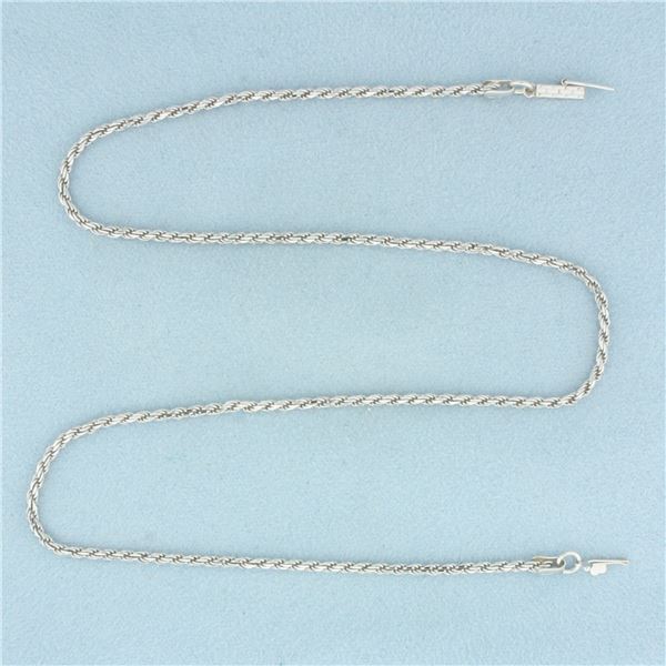 16 Inch Italian Rope Link Chain Necklace in 14k White Gold