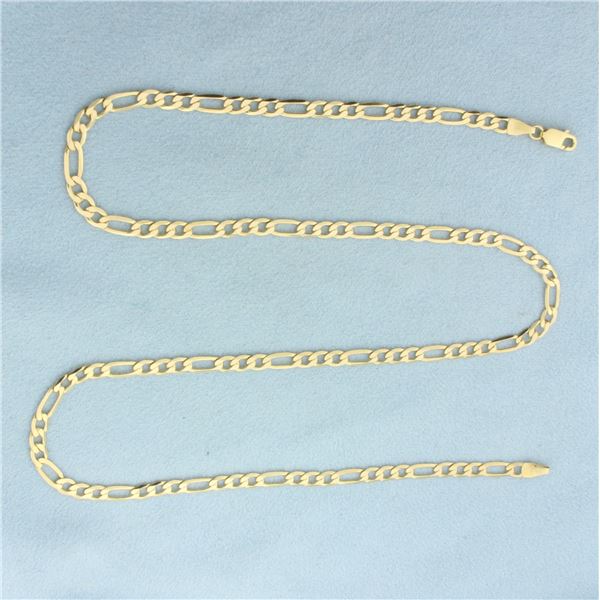 20 Inch Italian Figaro Link Chain Necklace in 14k Yellow Gold