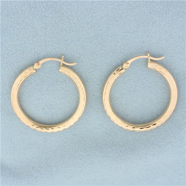 Diamond Cut Hoop Earrings in 14k Rose Gold