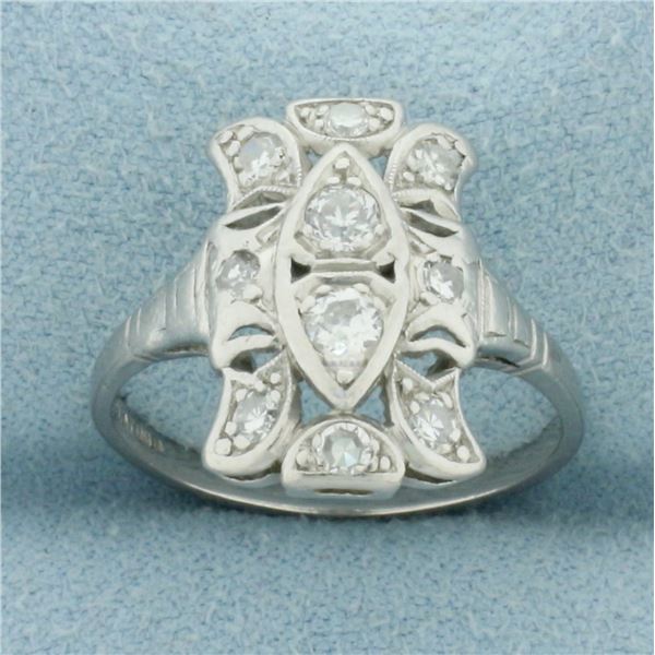 Antique Art Deco Old European Cut Diamond Ring in Platinum