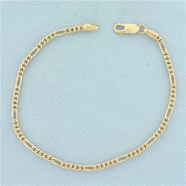 Italian 3D Figaro Link Bracelet in 14k Yellow Gold