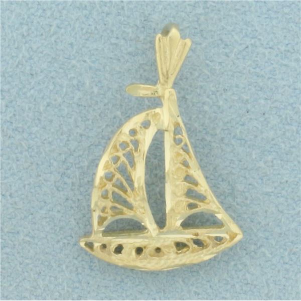 Sailboat Pendant in 14k Yellow Gold
