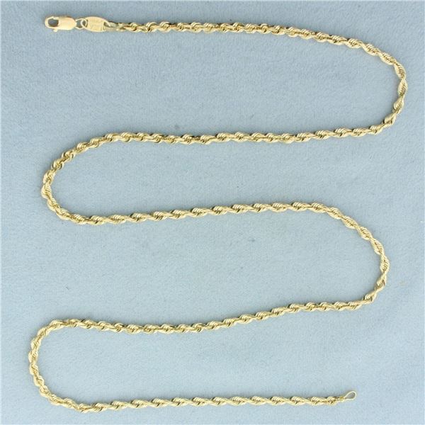 22 Inch Rope Link Chain Necklace in 14k Yellow Gold