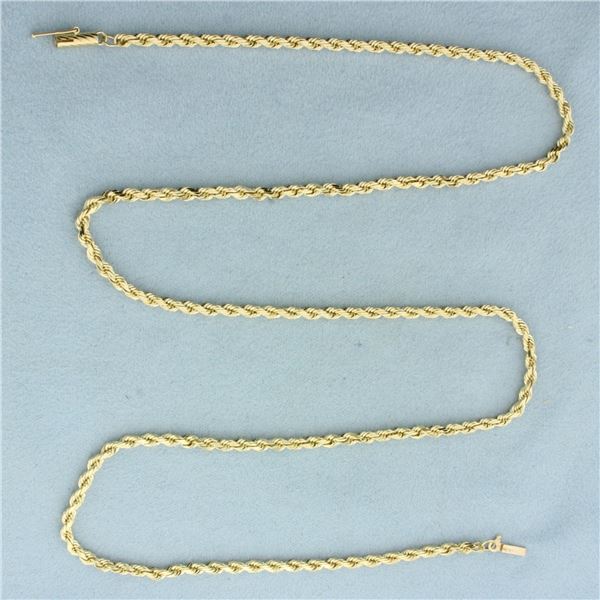 24 Inch Rope Link Chain Necklace in 14k Yellow Gold