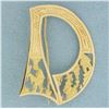 Image 1 : Vintage D Initial Brooch in 18k Yellow Gold