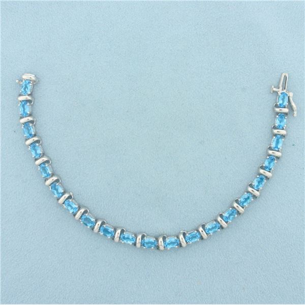 Swiss Blue Topaz Tennis Bracelet in 14k White Gold