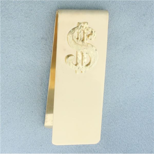Dollar Sign $ Money Clip in 14k Yellow Gold
