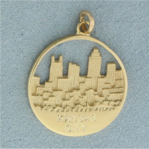 Vintage Kansas City Skyline Pendant in 14k Yellow Gold