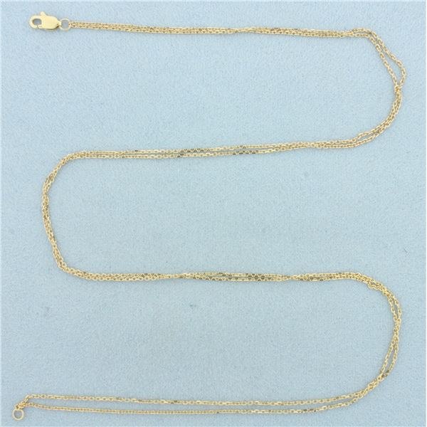 17 Inch Double Cable Link Chain Necklace in 14k Yellow Gold