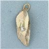 Image 1 : Diamond Leaf Charm in 14k Yellow Gold