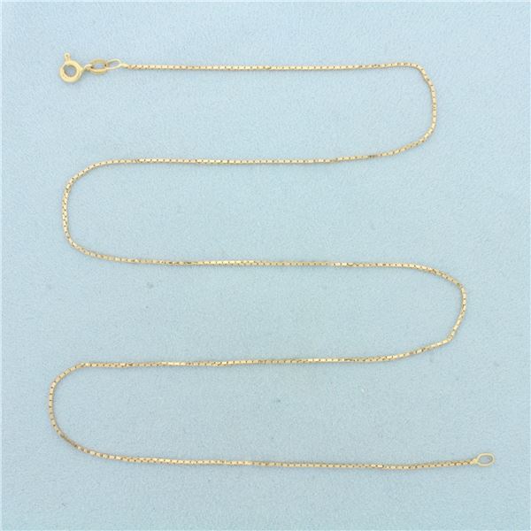 Italian 20 Inch Box Link Chain Necklace in 14k Yellow Gold