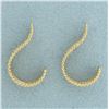 Image 2 : J-Hoop Rope Design Stud Earring Jacket Enhancers in 14k Yellow Gold