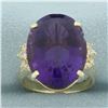 Image 1 : Amethyst and Diamond Statement Ring in 14k Yellow Gold