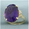 Image 2 : Amethyst and Diamond Statement Ring in 14k Yellow Gold