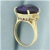 Image 3 : Amethyst and Diamond Statement Ring in 14k Yellow Gold