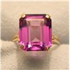 Image 2 : Color Changing Lab Alexandrite Solitaire Ring in 18k Yellow Gold