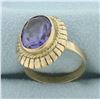 Image 3 : Color Changing Lab Alexandrite Solitaire Ring in 14k Yellow Gold
