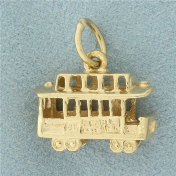 3D San Francisco Cable Car Charm in 14k Yellow Gold