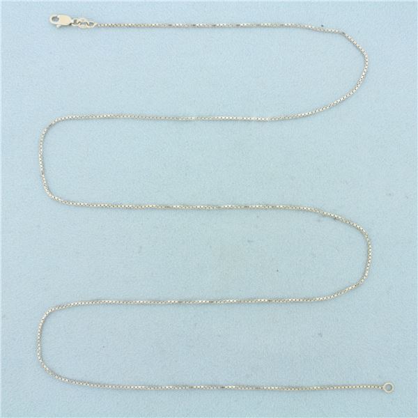 24 Inch Box Link Chain Necklace in 14k White Gold