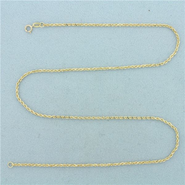 16 Inch Rope Link Chain Necklace in 10k Yellow Gold