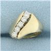 Image 2 : Diagonal Diamond Pinky Ring in 14k Yellow Gold