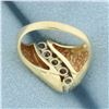 Image 4 : Diagonal Diamond Pinky Ring in 14k Yellow Gold