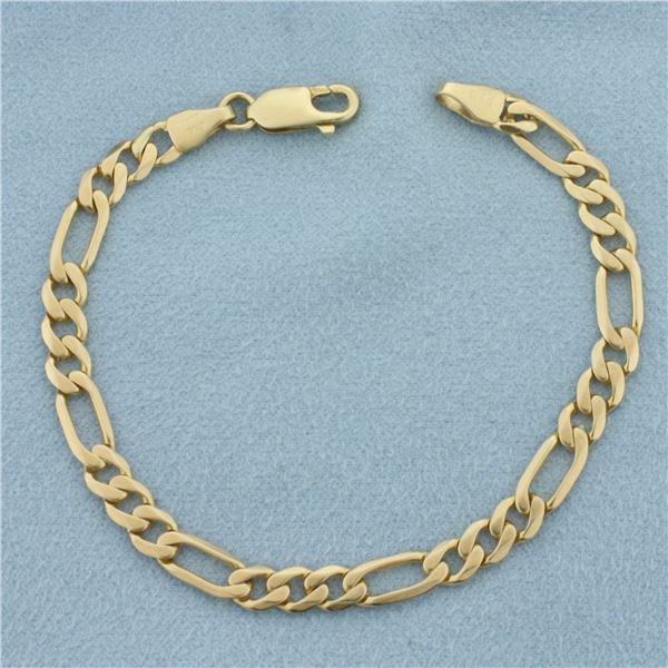 Italian Figaro Link Bracelet in 14k Yellow Gold