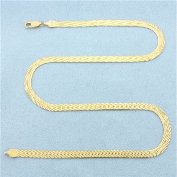 16 Inch Herringbone Link Chain Necklace in 14k Yellow Gold