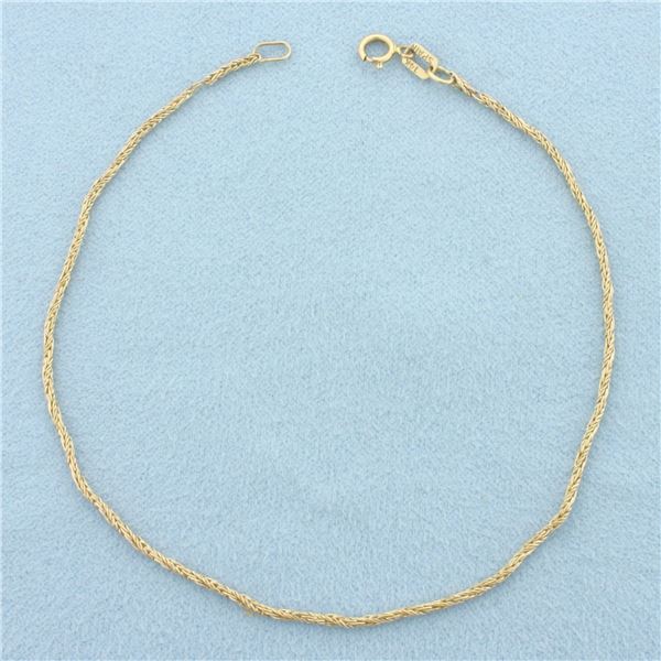 Wheat Link Bracelet in 14k Yellow Gold