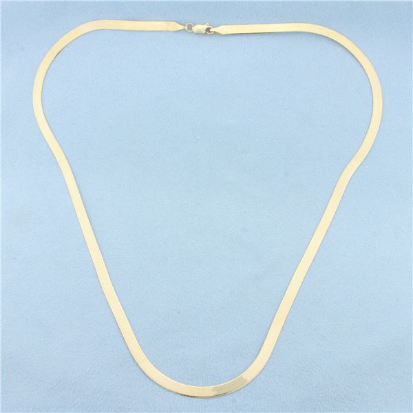 20 Inch Liquid Gold Herringbone Link Chain Necklace in 14k Yellow Gold