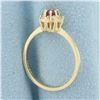 Image 3 : Ruby and Diamond Halo Flower Ring in 14k Yellow Gold
