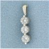 Image 1 : 3-Stone Past Present Future Diamond Pendant in 18k White Gold
